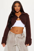Fashion Nova Downtown Chunky Knit Cardigan- Chocolate-Large
