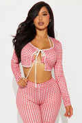 FASHION NOVA | Sweet Talking Gingham 2 Piece Top | Red/White | XS