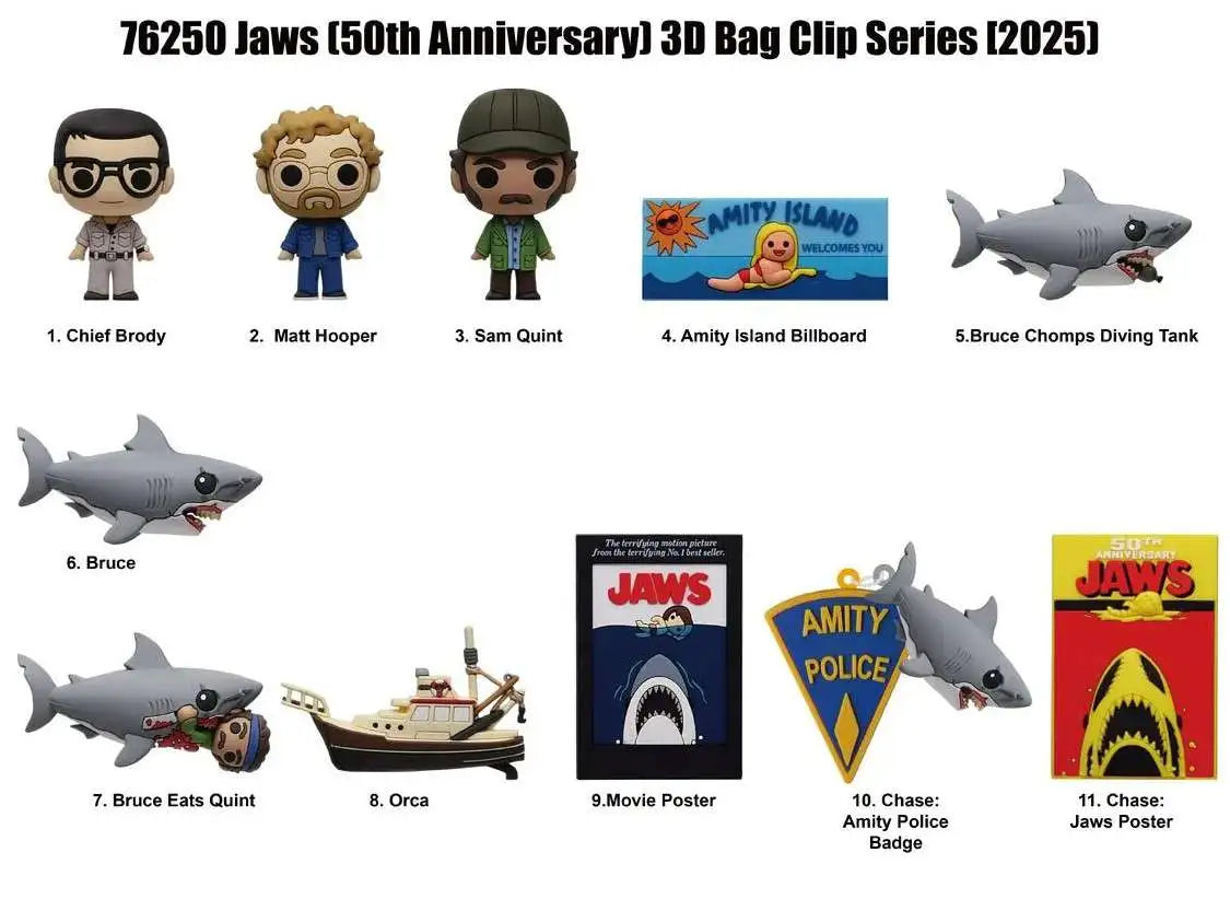 Jaws 50th Anniversary 3D Foam Backpack/ Bag Clip Series [1 RANDOM Figure]