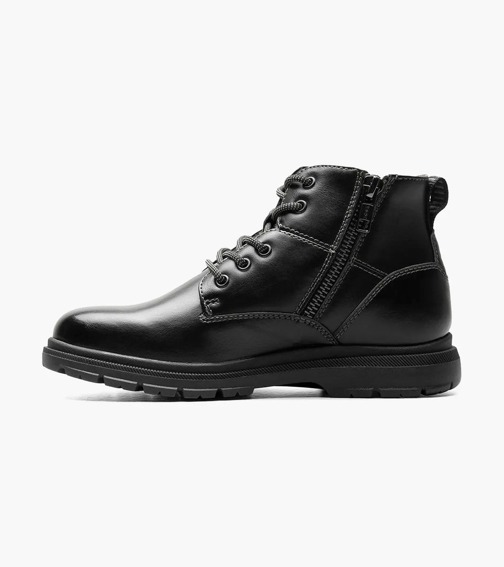 FLORSHEIM Boy's Lookout Jr. Plain Toe Lace Up Boot - Black - 4M