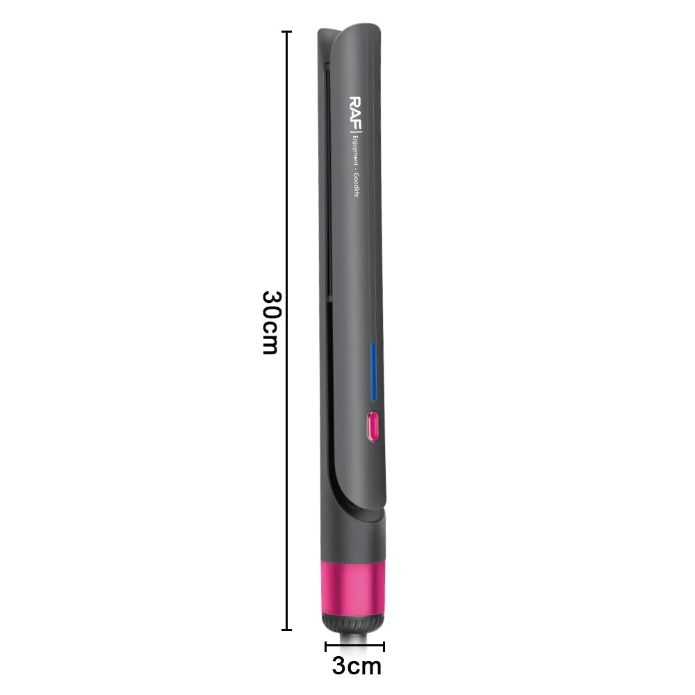 RAF Hair Straightener Flat Iron with Ceramic Plates, Negative Ion Technology, 2-in-1 Curling & Straightening Tool, Black