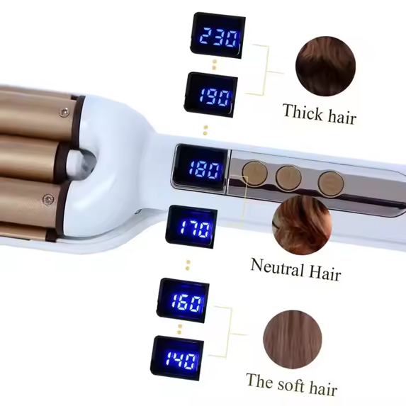 2025 latest Professional Ceramic Triple Barrel Hair Styler – Egg Roll Iron Wand for Curling, Flat Ironing & Styling