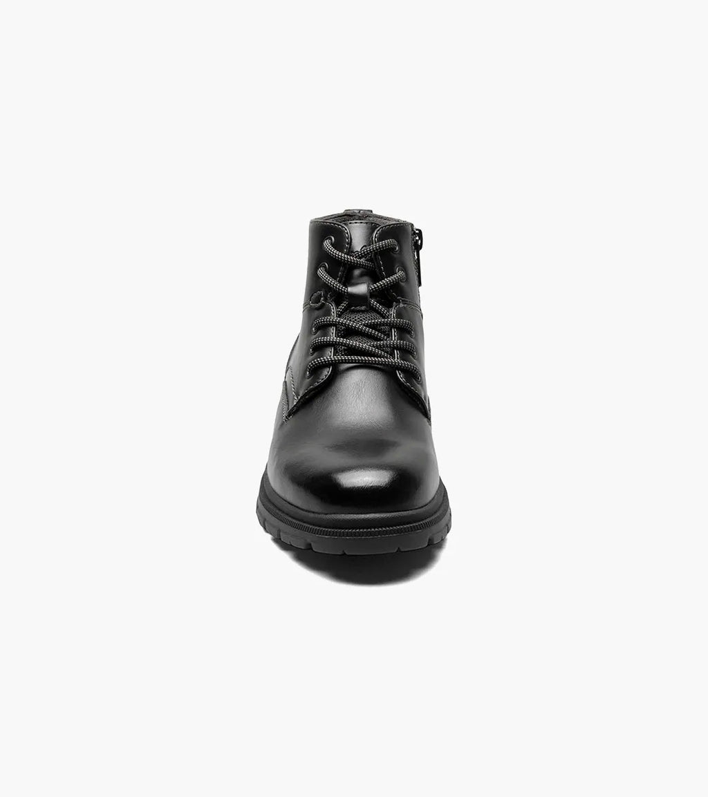 FLORSHEIM Boy's Lookout Jr. Plain Toe Lace Up Boot - Black - 4M