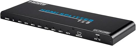 Monoprice 4K Pro 1x8 HDMI Splitter - HDR, 18Gbps, 4K@60Hz, YCbCr 4:4:4, HDCP 2.2, EDID Support, UL, Black - Blackbird Series (NEW)