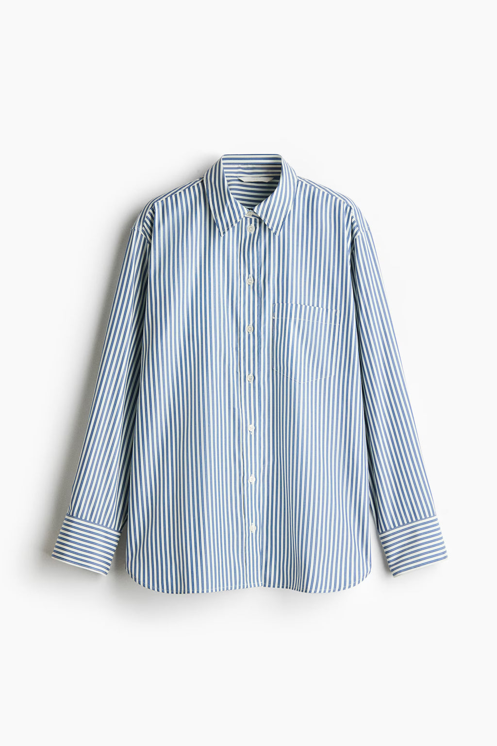 H&M Women's Oversized Dobby-Weave Shirt - Dusty Blue/White Striped - US Small