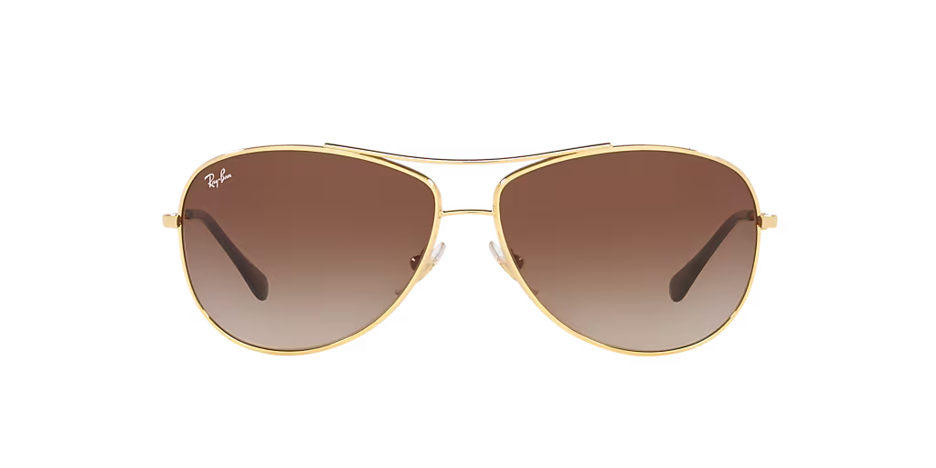 Ray-Ban (Rb3293) sunglasses with Polished Arista Gold Metal frame and Brown Gradient (63-13) lenses