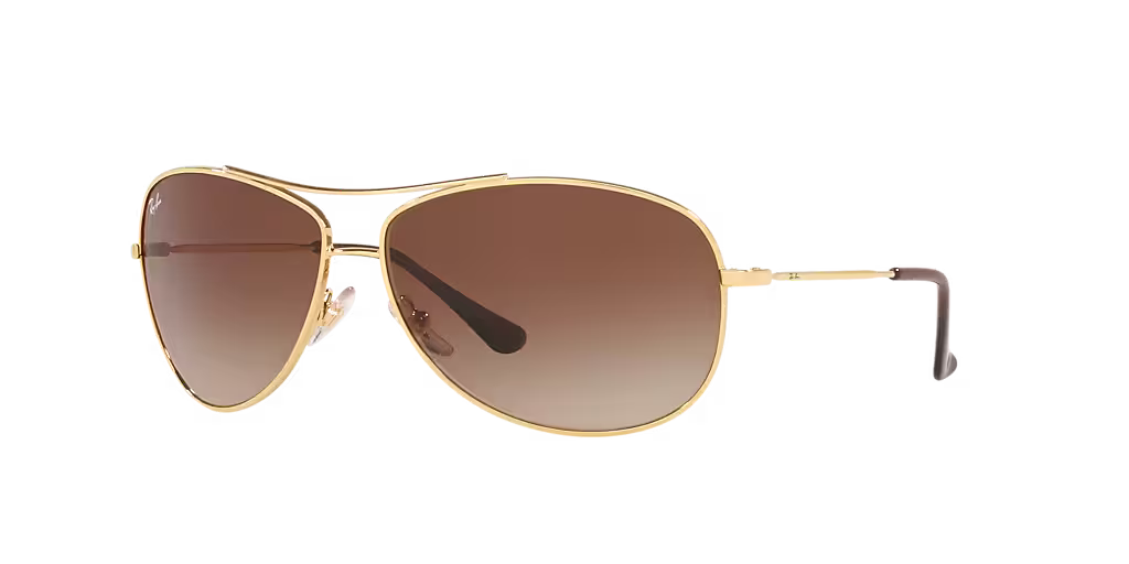 Ray-Ban (Rb3293) sunglasses with Polished Arista Gold Metal frame and Brown Gradient (63-13) lenses