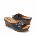 G.C. Shoes Women's Naples Navy Wedge Sandals -Size 8.5