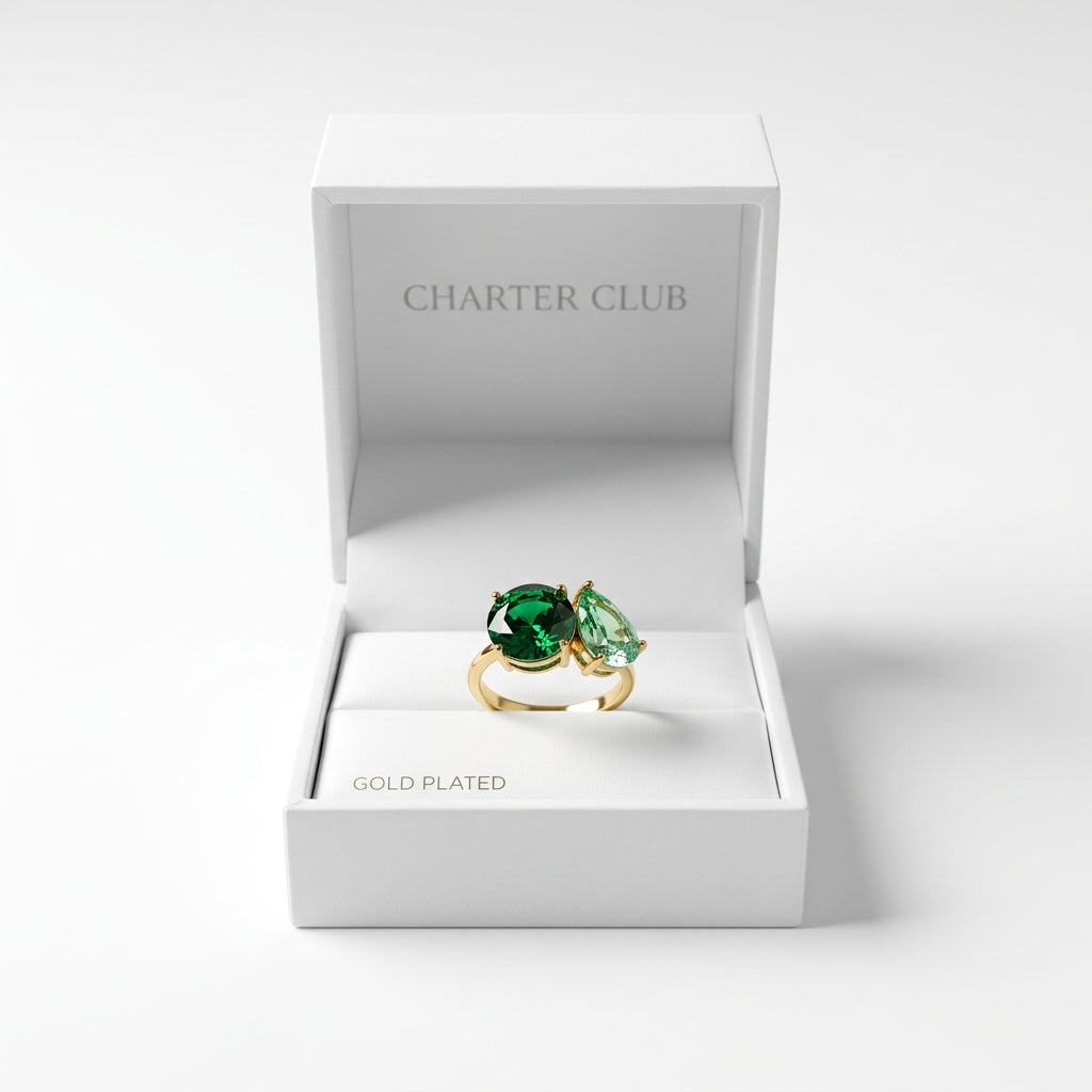Charter Club Gold-Plated Two-Stone Ring - Size 6