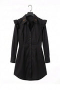 LUCKY & BLESSED Black Cotton Button Down Ruffle Sleeve Dress W Horse Embroidered On the Collar Size  X Large