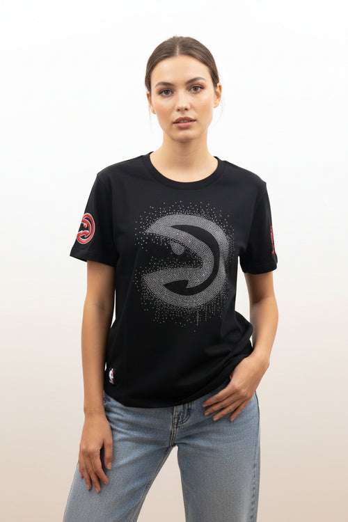 ATLANTA HAWKS RHINESTONE BLACK TEE  WOMEN'S  Medium