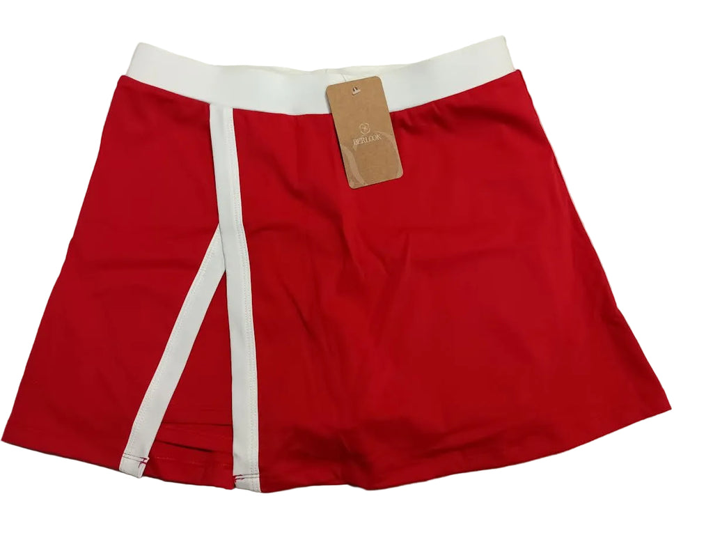 Red Wrap Waist Sport Skort by Berlook - Medium