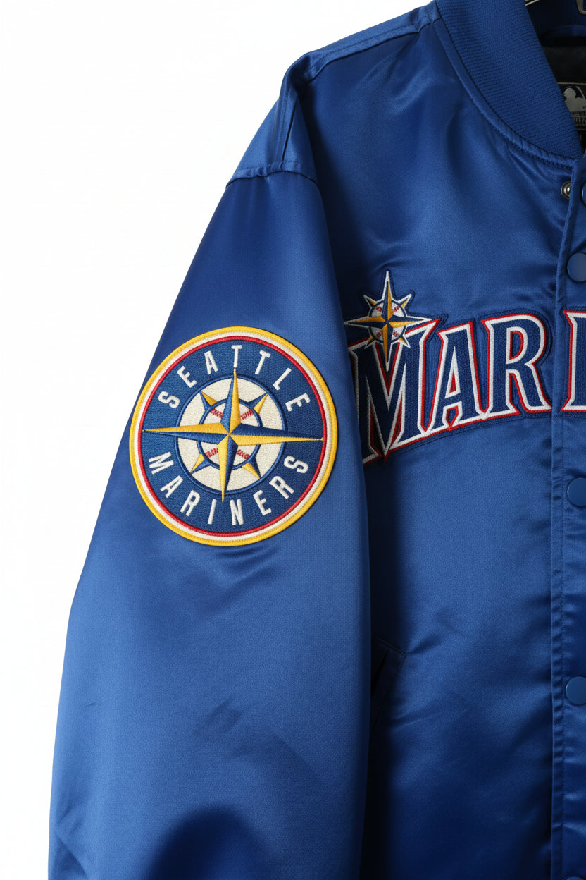 Pro Standard Seattle Mariners Satin Bomber Jacket – Royal Blue Sz L