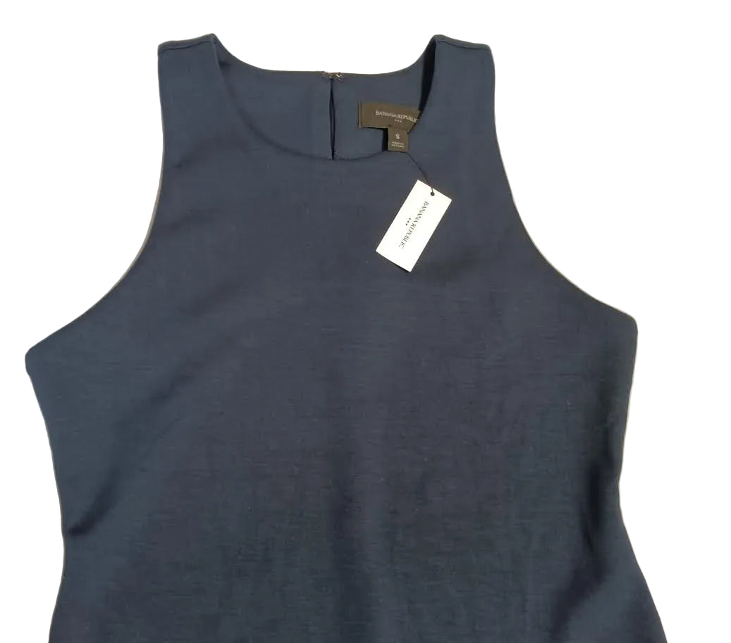 Racer-Neck Knit Midi Dress in Preppy Navy by Banana Republic - Small