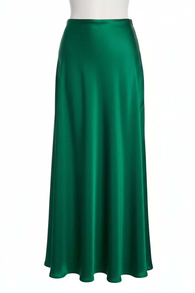The Tilda A-Line Maxi Slip Skirt by Anthropologie - Dark Green
