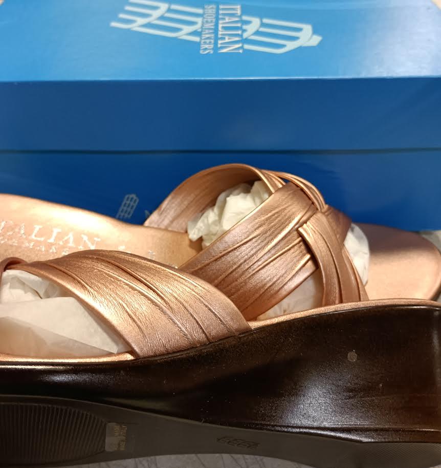 ITALIAN Shoemakers Women's Saylor Wedge Sandal - Rose Gold - Size 10