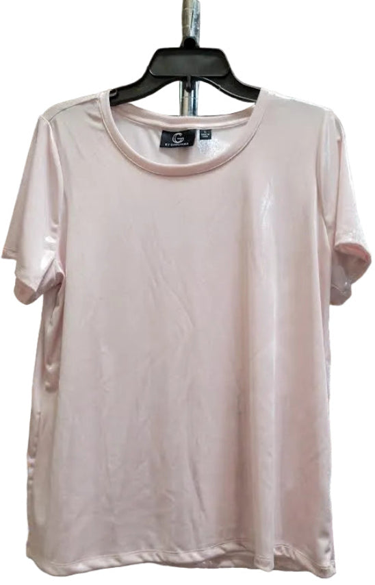 G by GIULIANA | Short Sleeved Shimmer Blouse in Pink Pearl | Large
