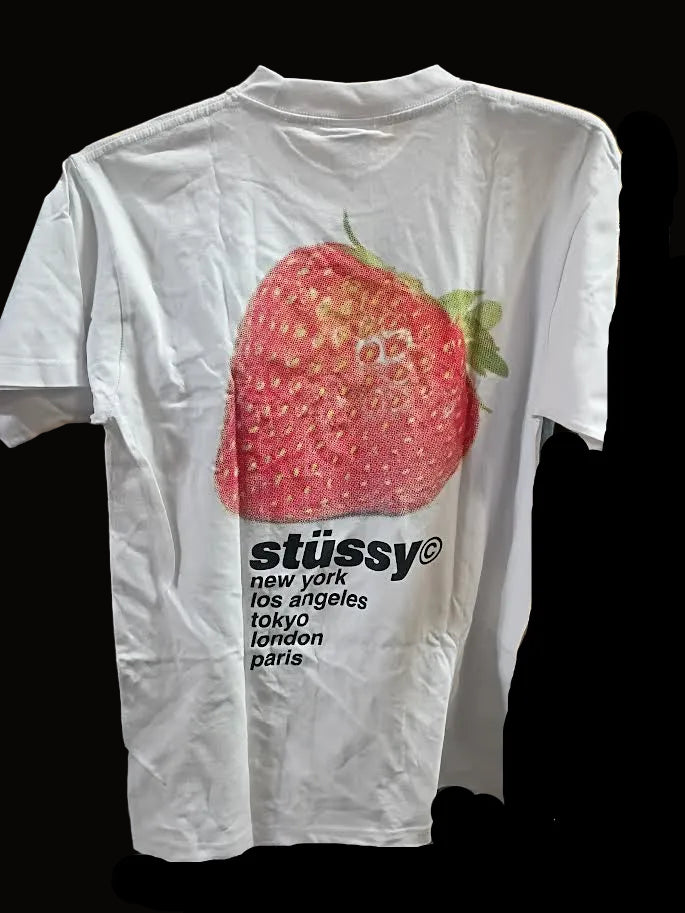 STUSSY STRAWBERRY TEE IN White SIZE Large