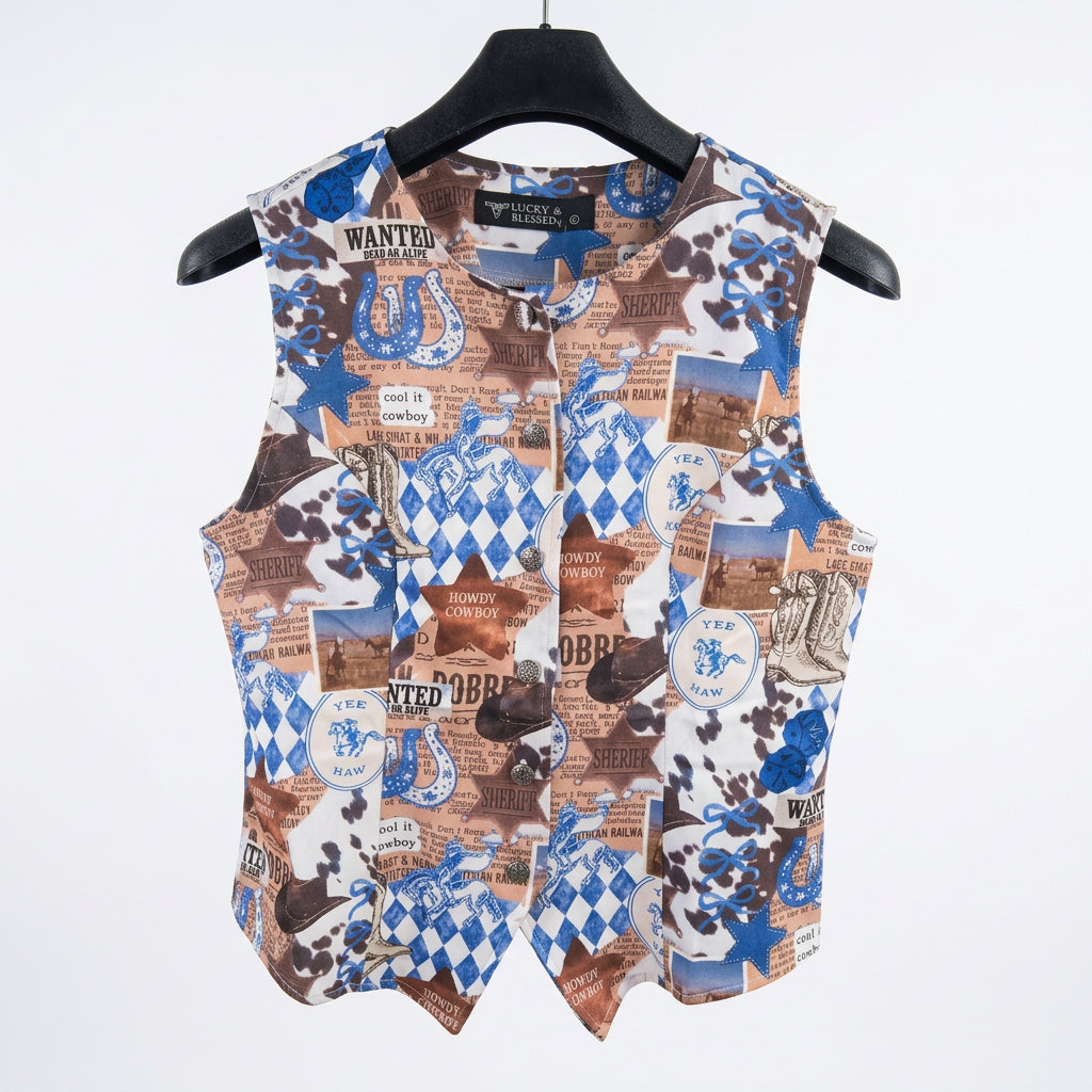LUCKY & BLESSED VINTAGE WEST VEST Size X Large