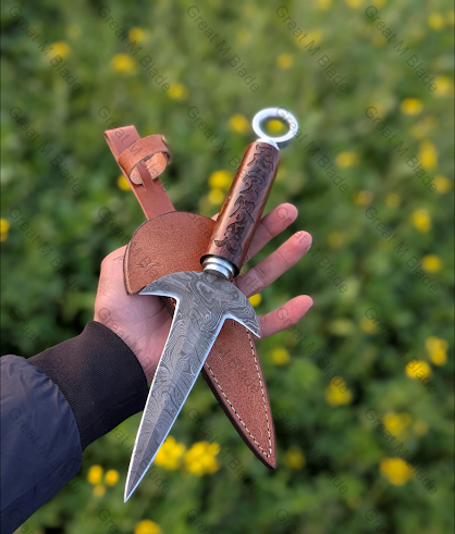 Handmade Minato Kunai Replica: Engraved Wood Handle