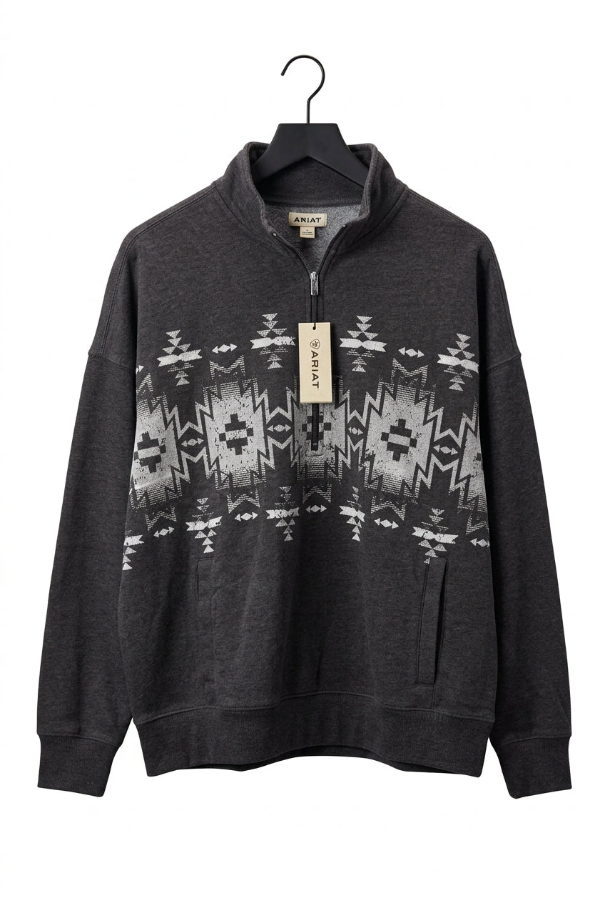 ARIAT Women's Fern 1/2 Zip Sweatshirt Black Acid Wash Size Medium