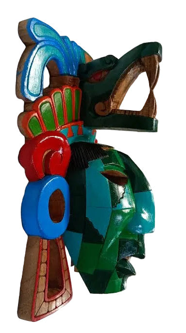 Hand-Carved Cedar Wood Mayan Duality Mask – Life & Death in Art - 10 " x 12"