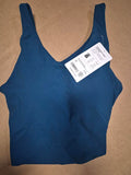 Athleta Transcend Sports Bra,V Neck, Crop Top,Teal, D-DD/ Small