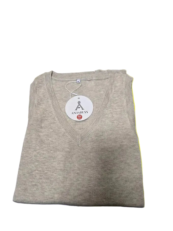 ANRABESS Women's Sleeveless Sweater Vest  XL  Almond