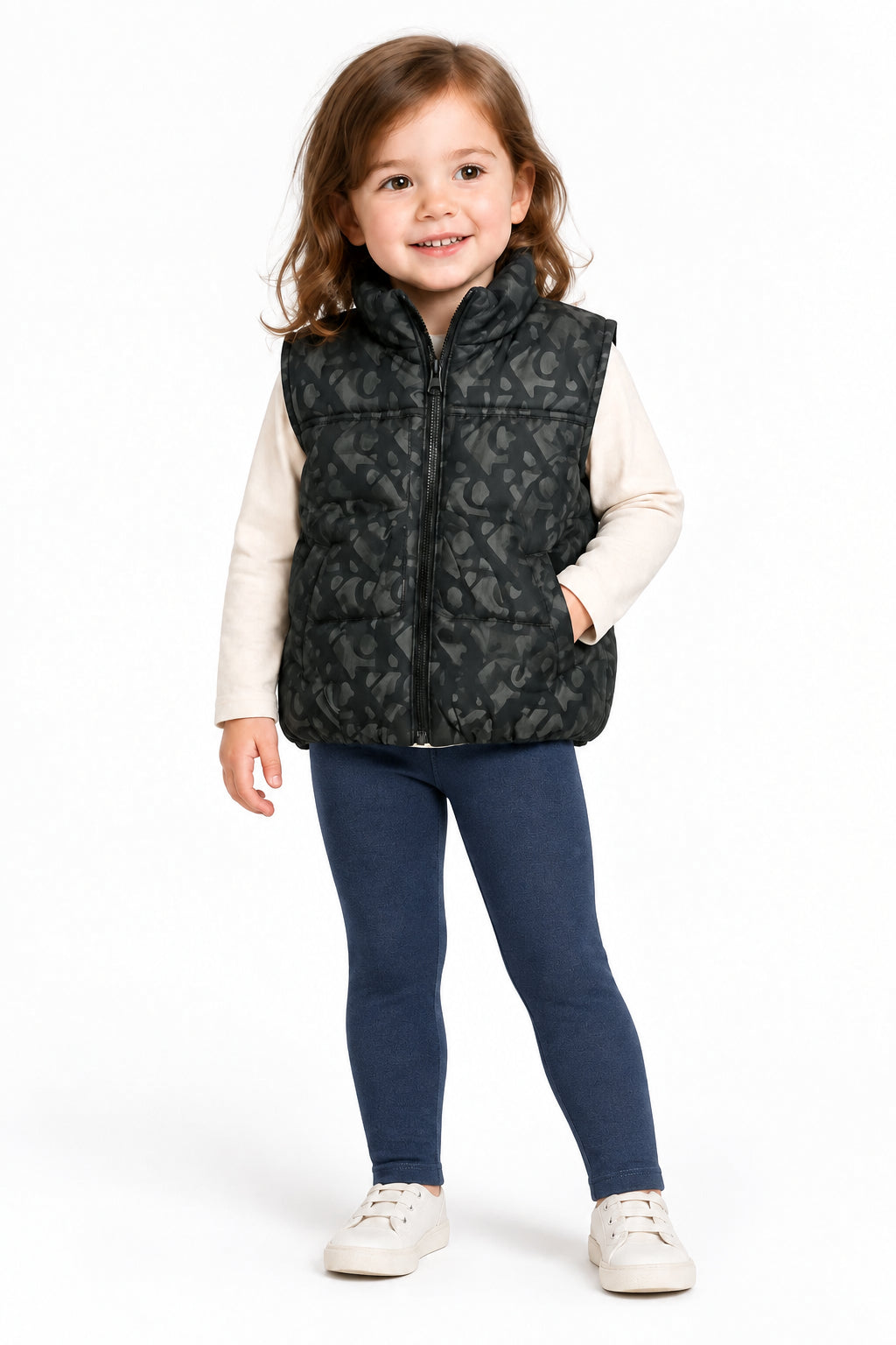 Calvin Klein Girls' 3-Piece Set | Puffer Zip-Up, Long-Sleeve T-Shirt and Leggings | Size 2T
