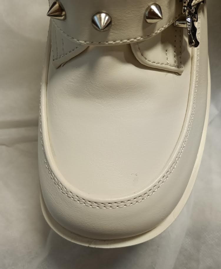 Demonia Women's Ashes-55 Ankle-High Boot - White Vegan Leather - Size 8