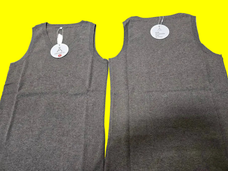 ANRABESS Women's Sleeveless Sweater Vest   (Dark Taupe) Lg