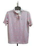 VINEYARD VINES | Micro Lobster Performance Polo in Racing Red/Blue Bayou on White | Large