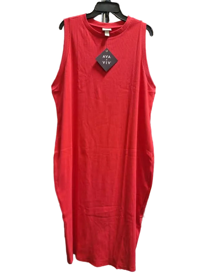 AVA & VIV | Ribbed Shirt Dress | Red | 3XL