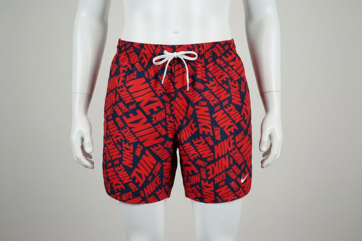Nike Swim Men's Tossed Block 7" Volley Shorts - Navy/Red - Size L