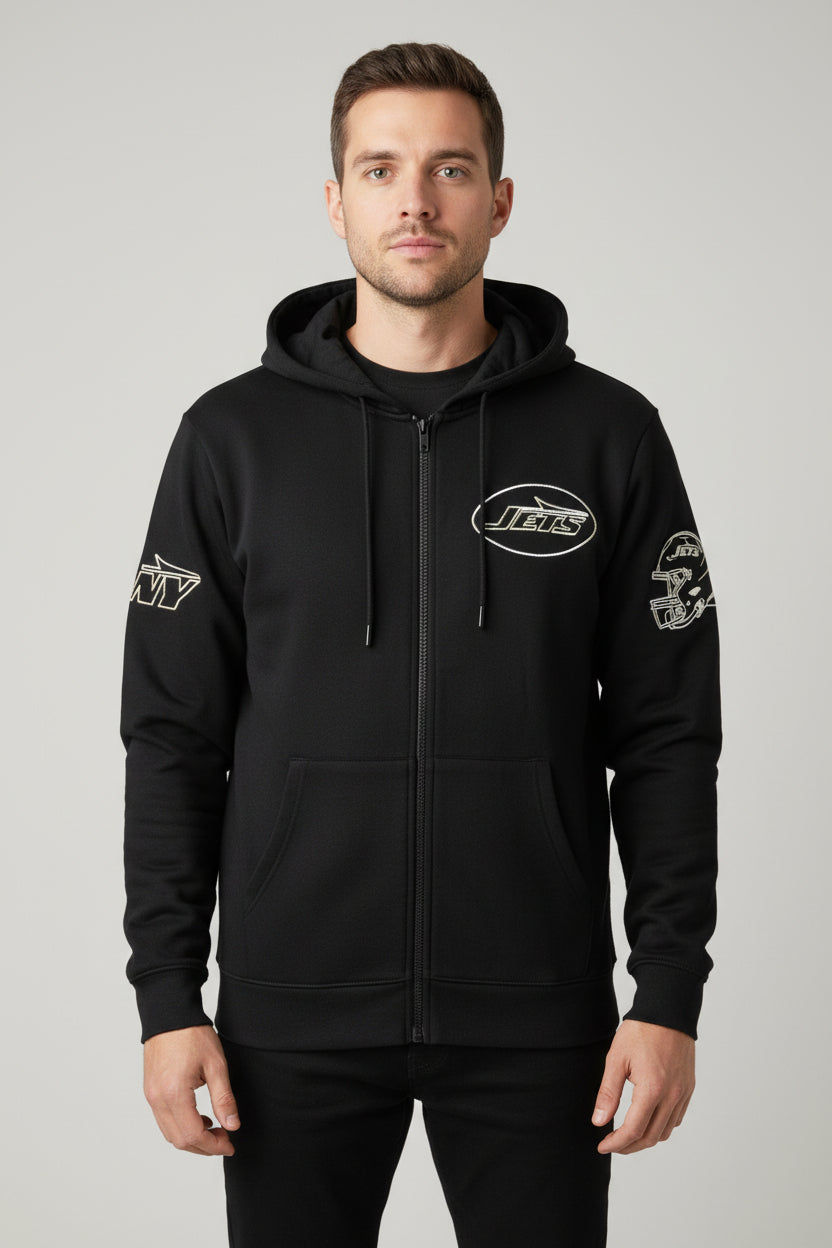 NFL NEW YORK JET BLACK AND GOLD MEN'S PULLOVER HOODIE Large