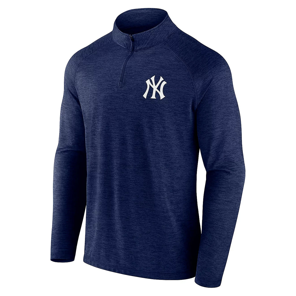 Men's Antigua Heather Navy New York Yankees Quarter-Zip Top - Small