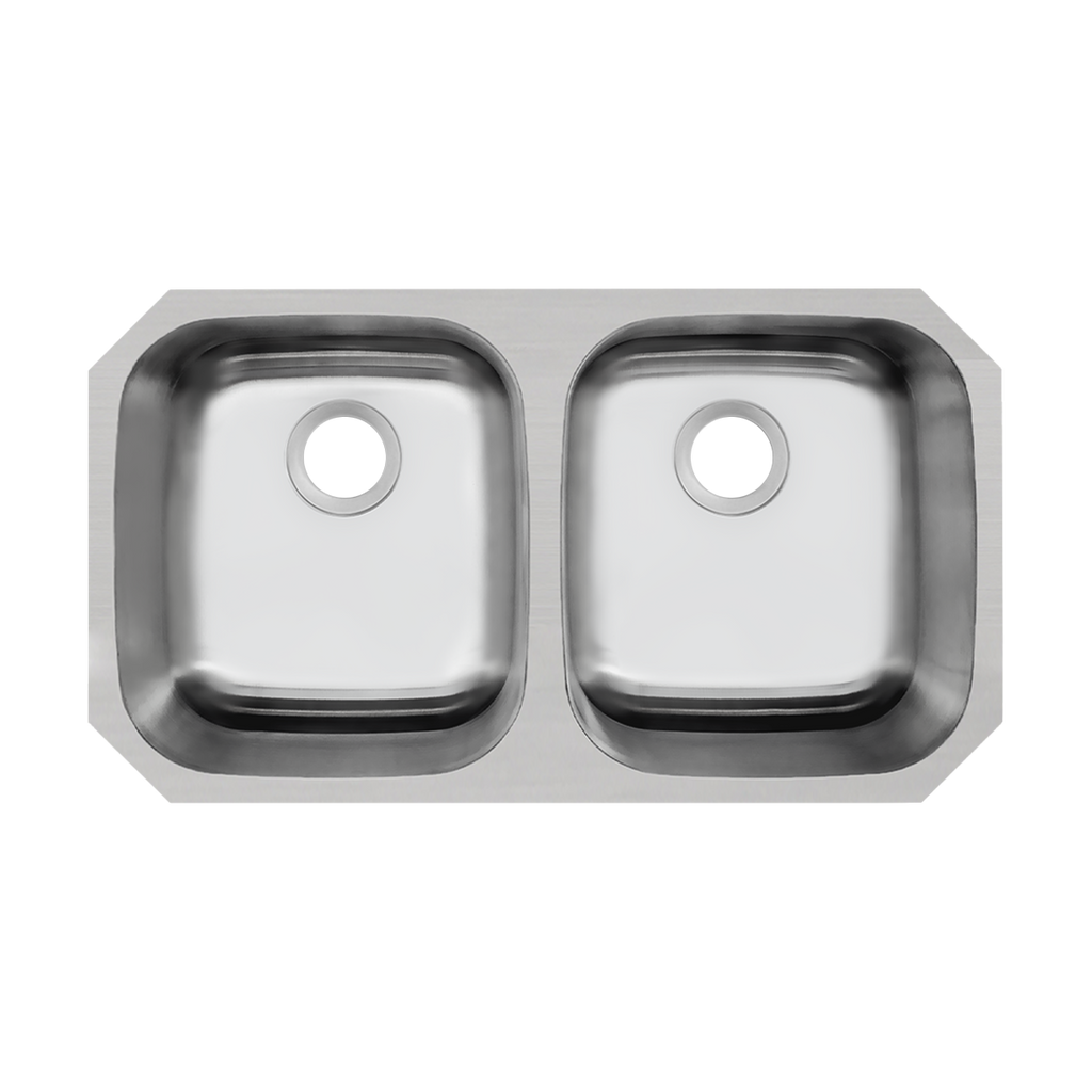 32-Inch 50/50 Double-Bowl Stainless Steel Undermount Kitchen Sink, 18-Gauge