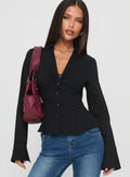 Princess Polly Elowenn Long Sleeve Top Black Size 6