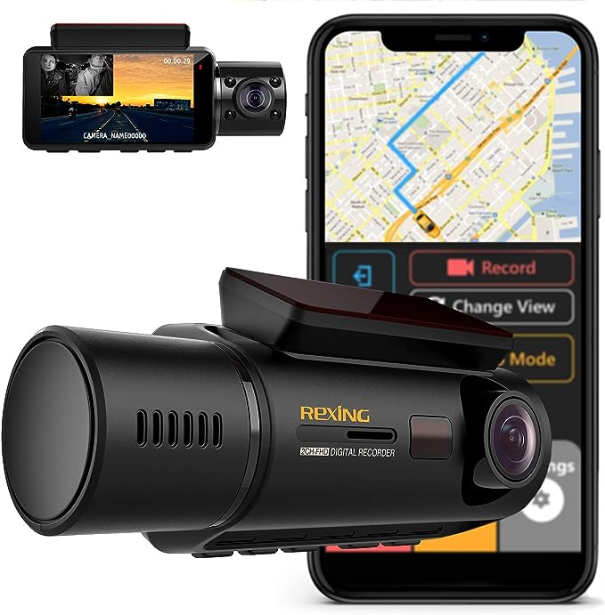 RexingUSA V3 Dual Dash Cam for Car Front and Cabin