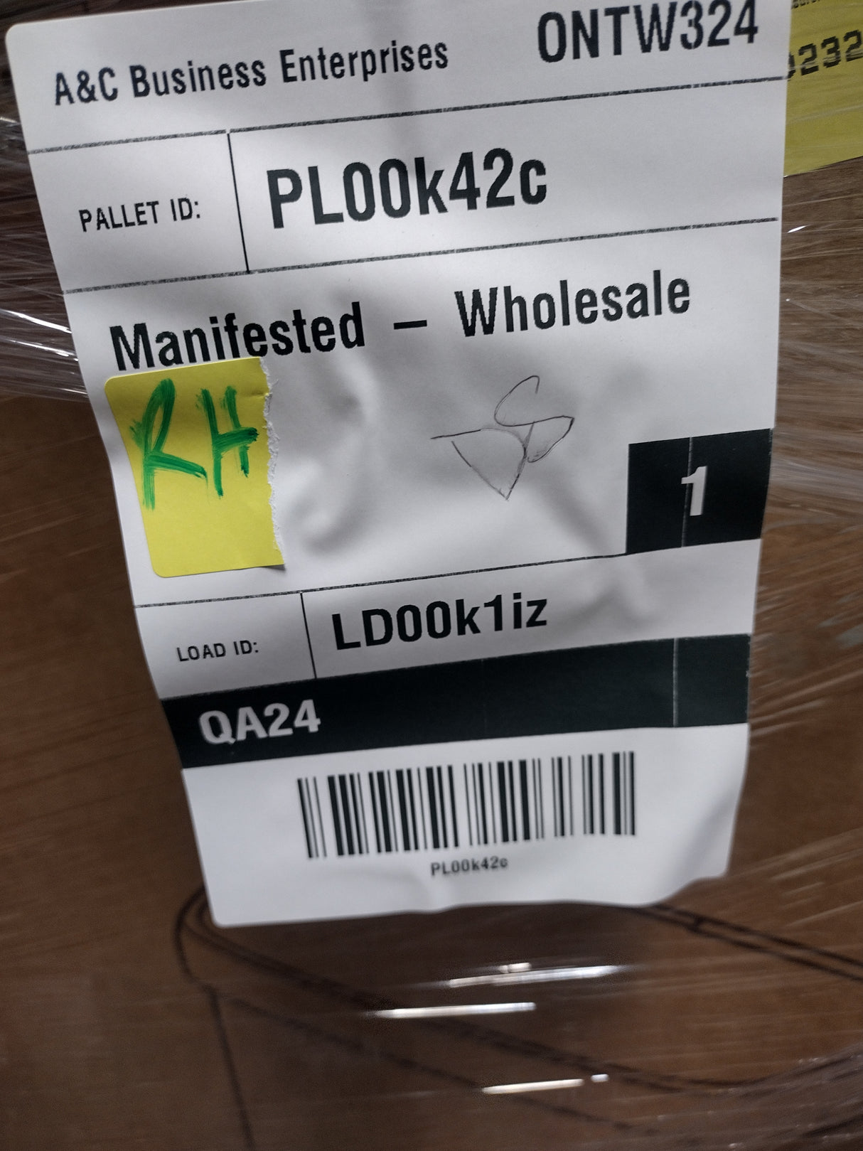 Manifested Pallet- PL00k42c