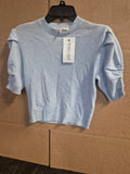 Frame Cashmere Sweater (XS/TP) 3/4 Length Puff Rouged Sleeve, Baby Blue