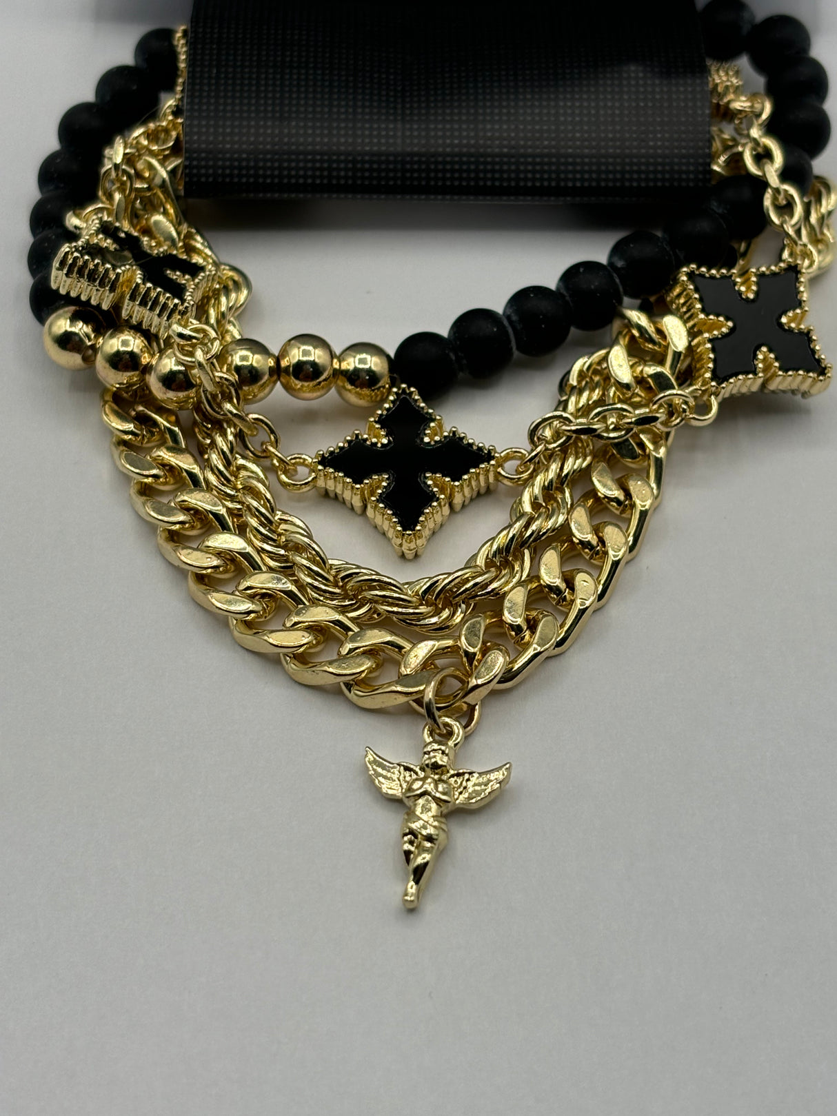 NovaMen  More Than Blessed 4-piece Black/Gold Bracelet set