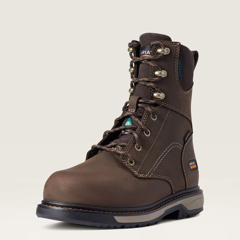 ARIAT Work Women's Riveter 8" Csa Glacier Grip Waterproof 400g Composite Toe Work Boot - DARK BROWN - SIZE 6.5
