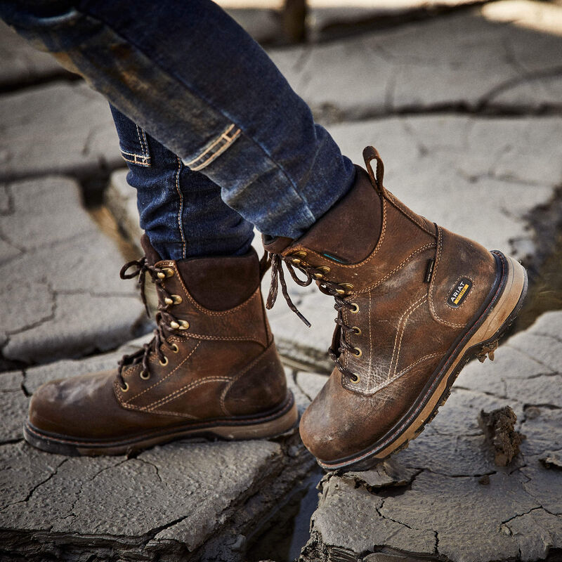ARIAT Work Women's Riveter 8" Csa Glacier Grip Waterproof 400g Composite Toe Work Boot - DARK BROWN - SIZE 6.5