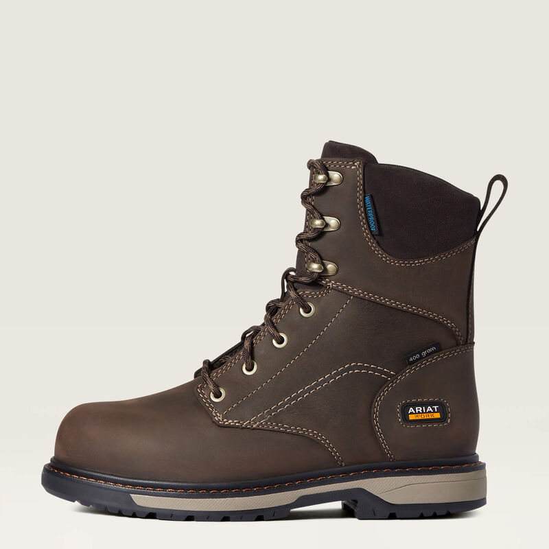 ARIAT Work Women's Riveter 8" Csa Glacier Grip Waterproof 400g Composite Toe Work Boot - DARK BROWN - SIZE 7.5