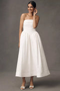 BHLDN Strapless Drop-Waist Fit & Flare Jacquard Maxi Dress Size 6