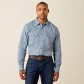 ARIAT - FR Tom Long Sleeve Snap Work Shirt, Soft Chambray-Mens M