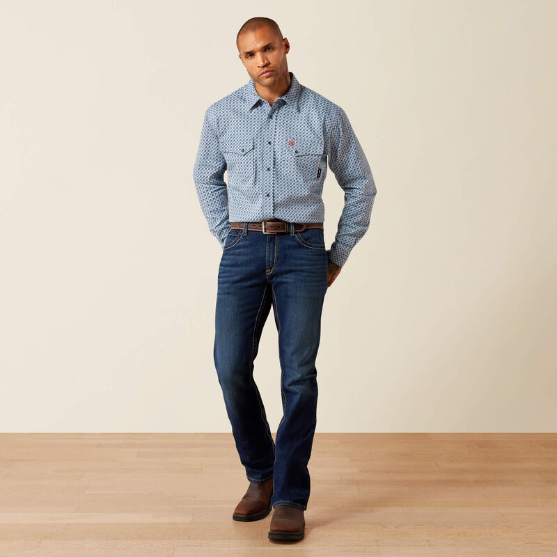 ARIAT - FR Tom Long Sleeve Snap Work Shirt, Soft Chambray-Mens S