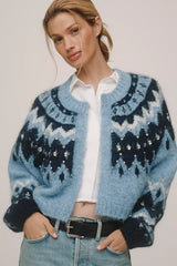 By Anthropologie Fair Isle Cropped Cardigan Sweater - Size ALL