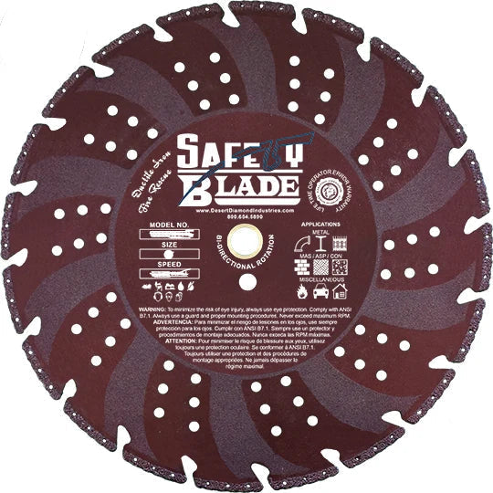 Desert Diamond Industries 12" Safety Blade- Model: 10312A08LN Speed:6,300 RPM